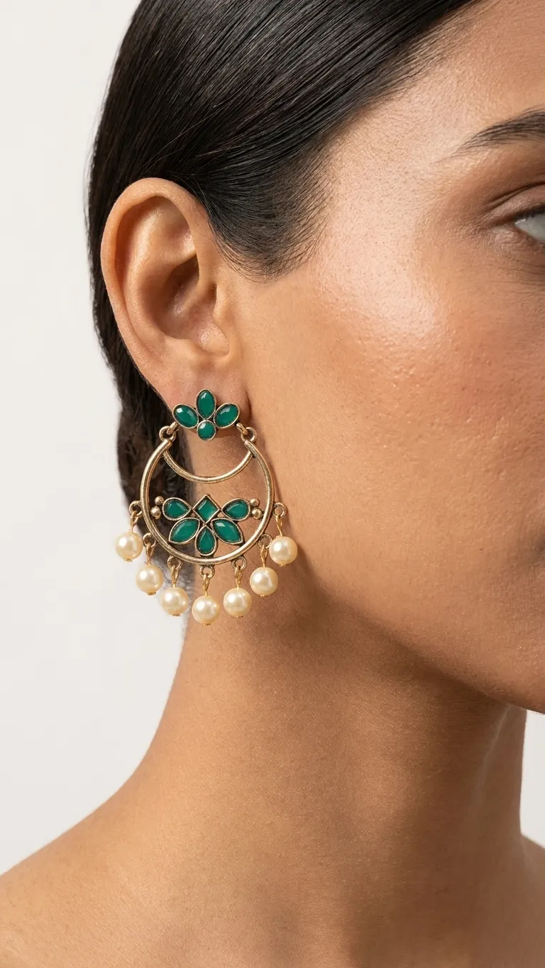Evergreen Pearl Hoops