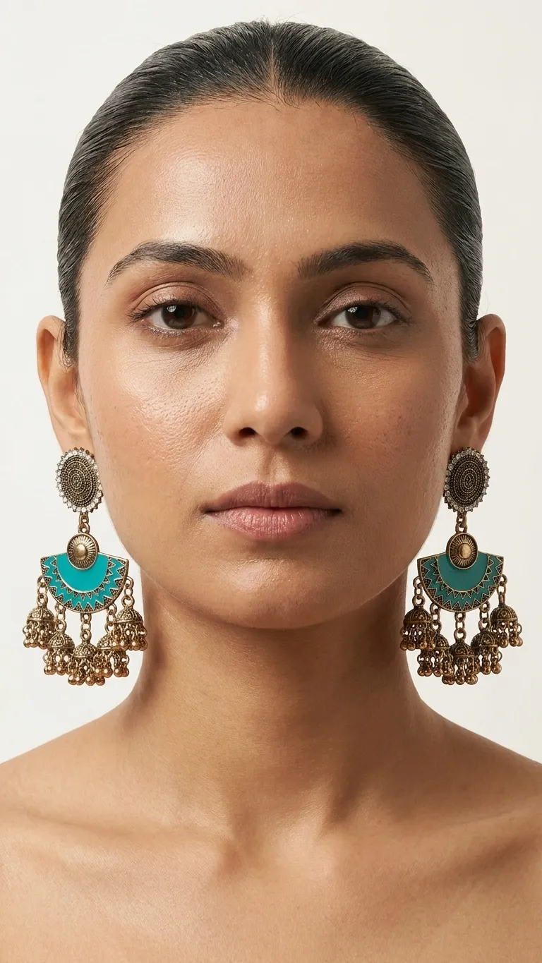 Teal Meenakari Danglers