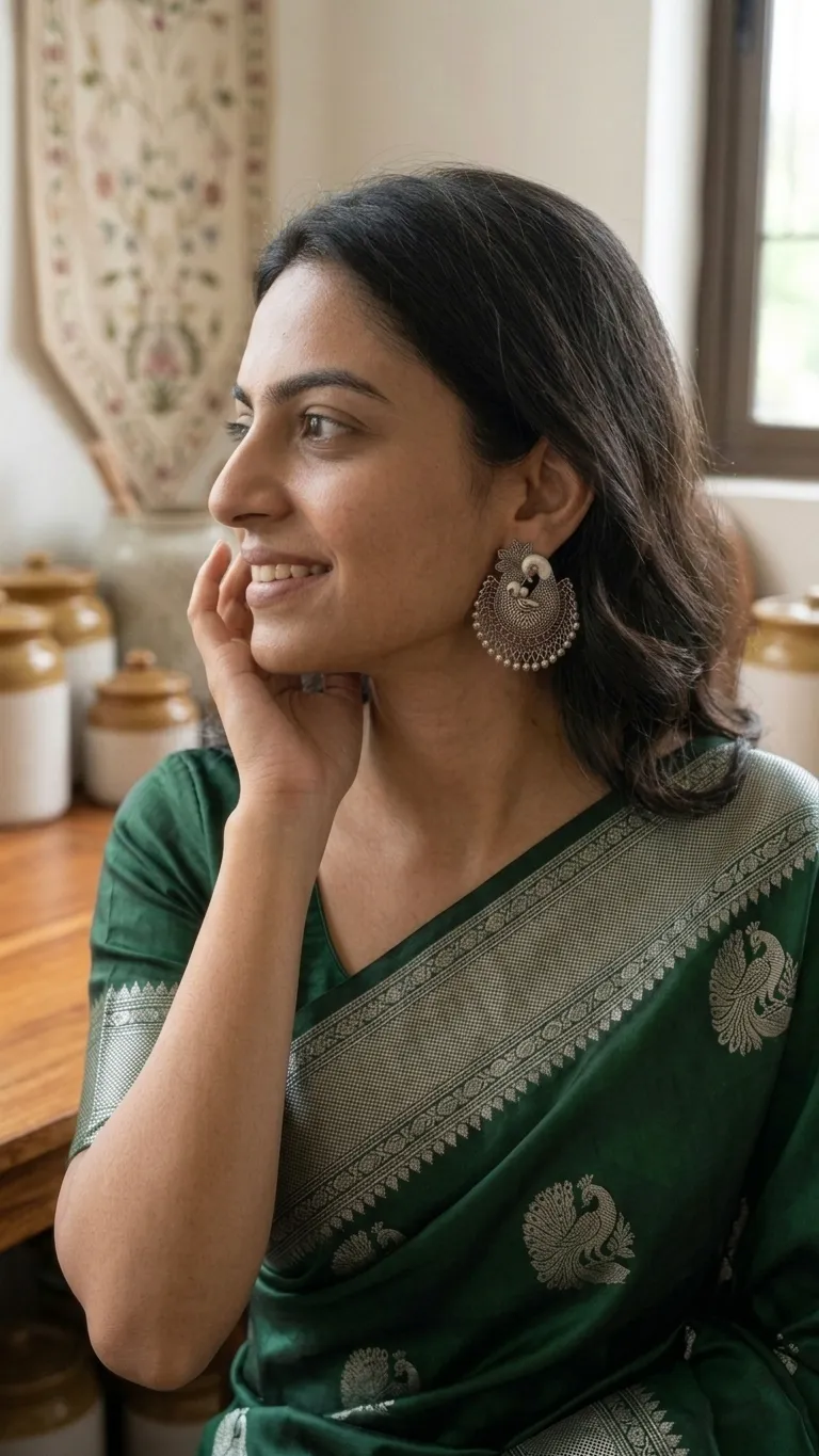 Maroon Peacock Jhumkas